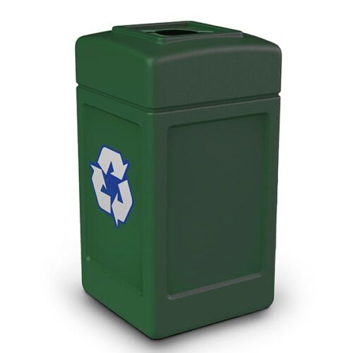 PolyTec™ Recycling Container, 42-Gallon Square, Mixed Recycling Lid ...