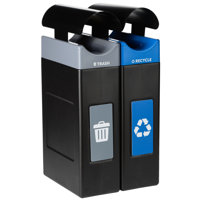 Avante™ Series Dual Stream Black Trash/Recycling/Composting Container - Image 4