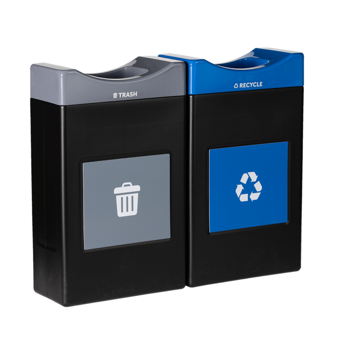 Avante™ Series Dual Stream Black Trash/Recycling/Composting Container - Image 2