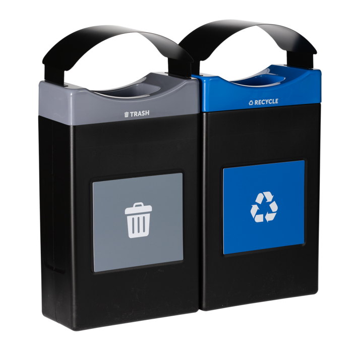 Avante™ Series Dual Stream Black Trash/Recycling/Composting Container - Image 3