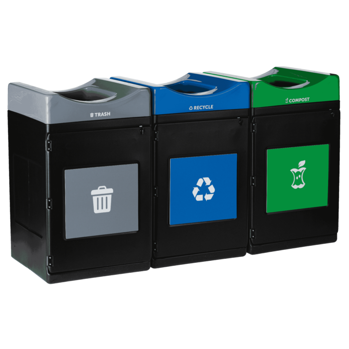 Avante™ Series Triple Stream Black Trash/Recycling/Composting Container - Image 4