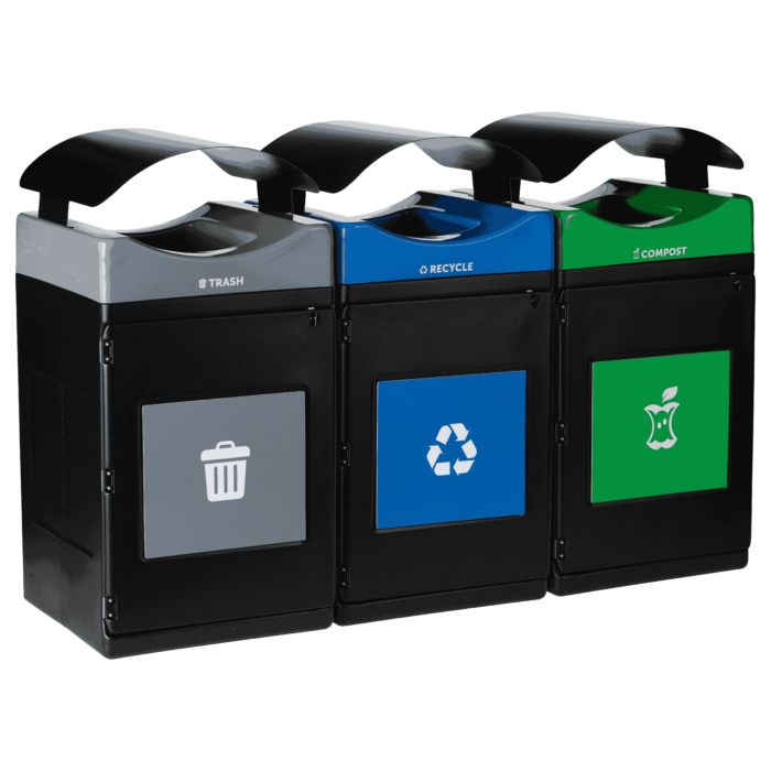 Avante™ Series Triple Stream Black Trash/Recycling/Composting Container - Image 3