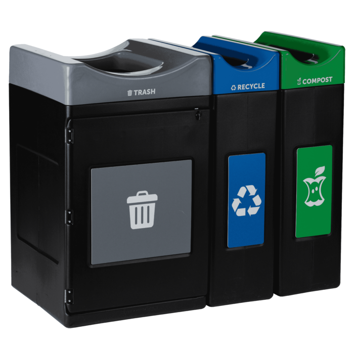 Avante™ Series Triple Stream Black Trash/Recycling/Composting Container - Image 5