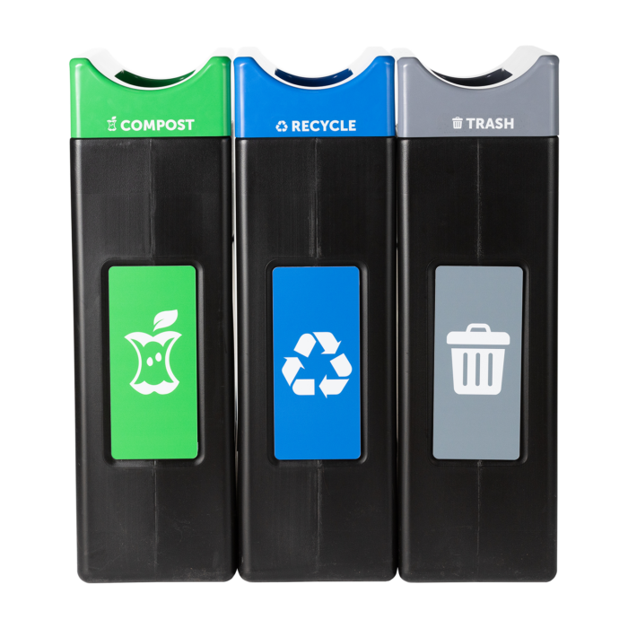 Avante™ Series Triple Stream Black Trash/Recycling/Composting Container - Image 9