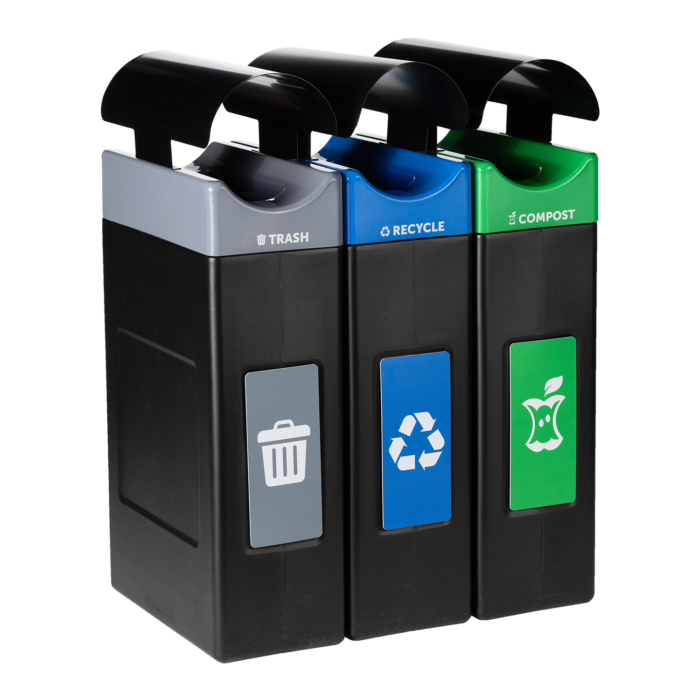 Avante™ Series Triple Stream Black Trash/Recycling/Composting Container - Image 8