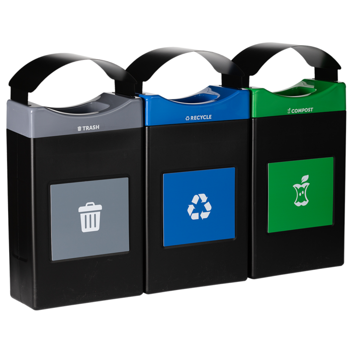 Avante™ Series Triple Stream Black Trash/Recycling/Composting Container - Image 6