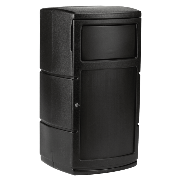 PolyTec™ Side Entry Trash Receptacle, 25-Gallon Square, Dual  Flipper Lid, Dome Top