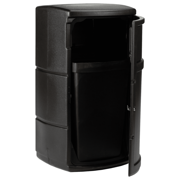 PolyTec™ Side Entry Trash Receptacle, 25-Gallon Square, Dual  Flipper Lid, Dome Top - Image 6