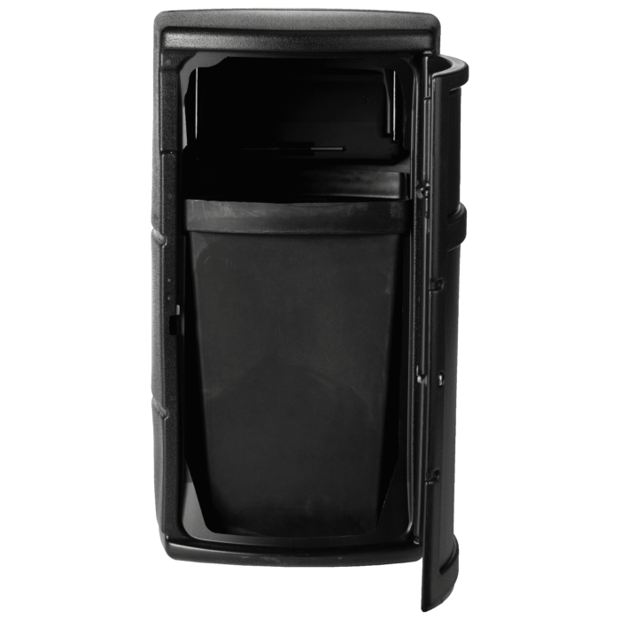 PolyTec™ Side Entry Trash Receptacle, 25-Gallon Square, Dual  Flipper Lid, Dome Top - Image 5