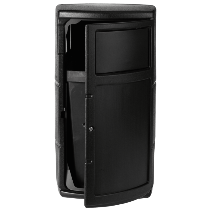 PolyTec™ Side Entry Trash Receptacle, 25-Gallon Square, Dual  Flipper Lid, Dome Top - Image 4