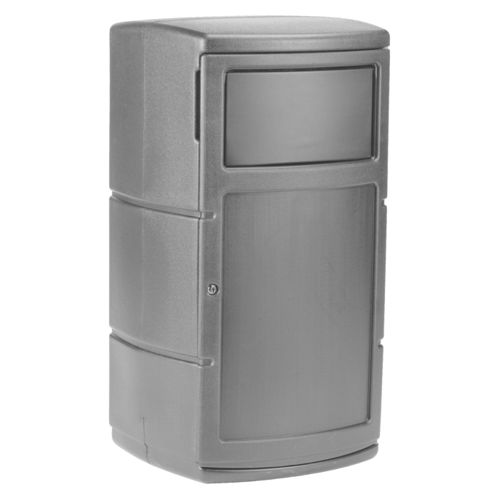 PolyTec™ Side Entry Trash Receptacle, 25-Gallon Square, Dual  Flipper Lid, Dome Top - Image 3