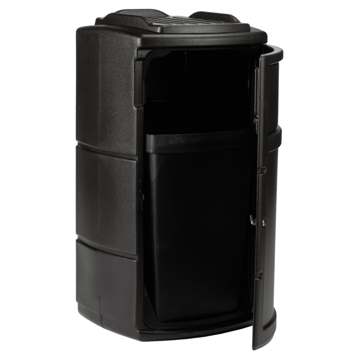 PolyTec™ Side Entry Trash Receptacle, 25-Gallon Square, Tray, Dual Flipper Lid, Dome Top - Image 9