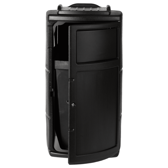 PolyTec™ Side Entry Trash Receptacle, 25-Gallon Square, Tray, Dual Flipper Lid, Dome Top - Image 6