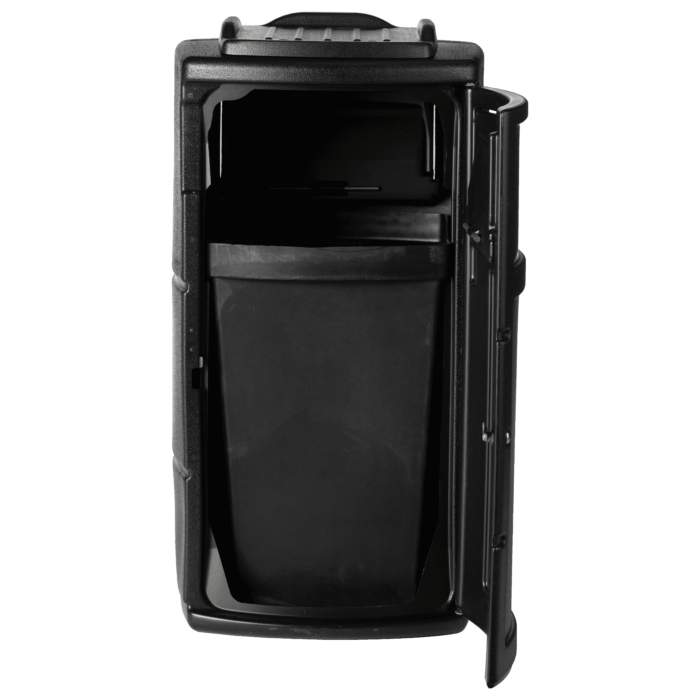 PolyTec™ Side Entry Trash Receptacle, 25-Gallon Square, Tray, Dual Flipper Lid, Dome Top - Image 5