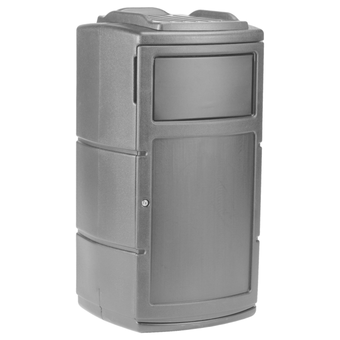 PolyTec™ Side Entry Trash Receptacle, 25-Gallon Square, Tray, Dual Flipper Lid, Dome Top - Image 14